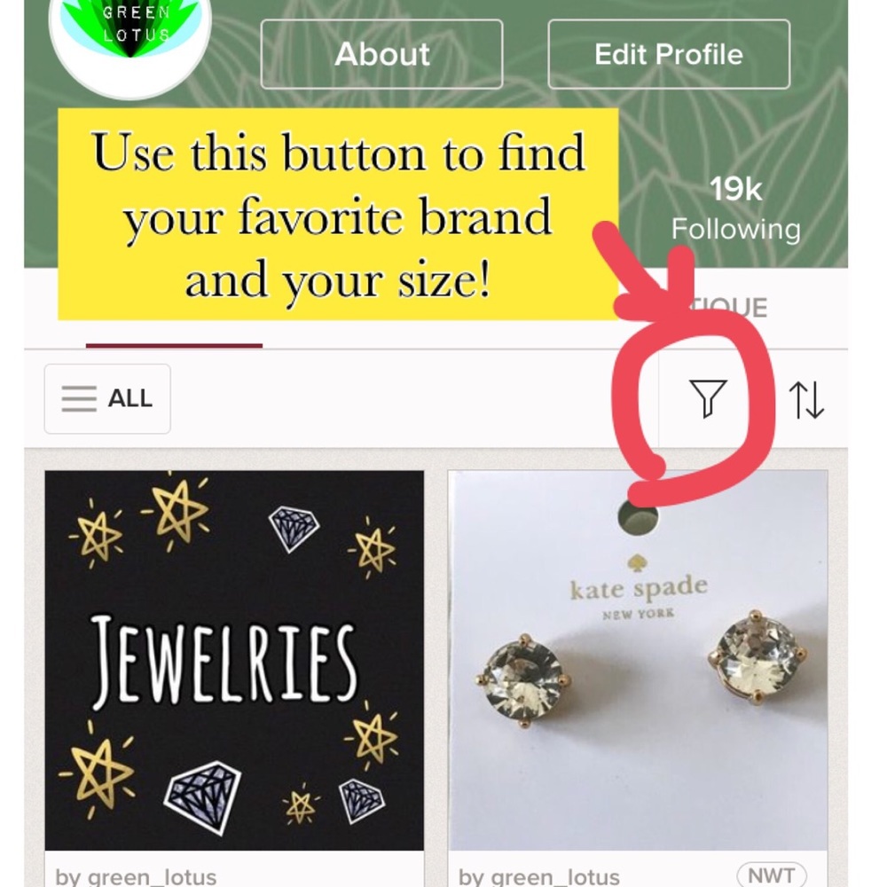 Use sorting button to find your items easier!